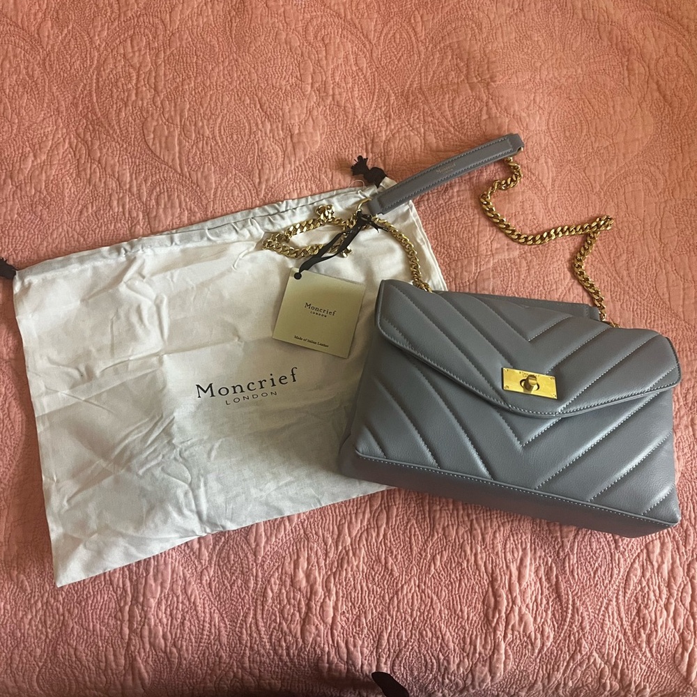 Moncrief London Chevron Shoulder Bag with Chain Strap